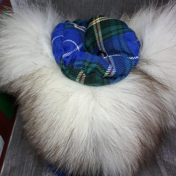 Tartan Teddy Bear Christmas Ornament - Genuine Fur - Fox - Picture 3 of 6